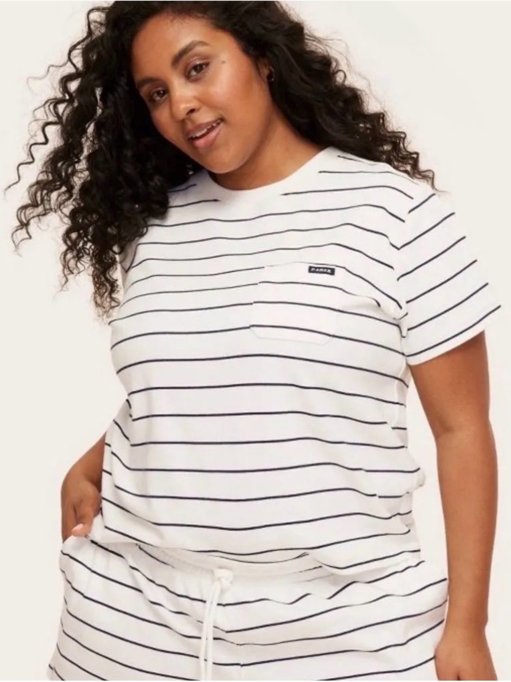 Parke x Target Striped Tee - White with Navy Stripes